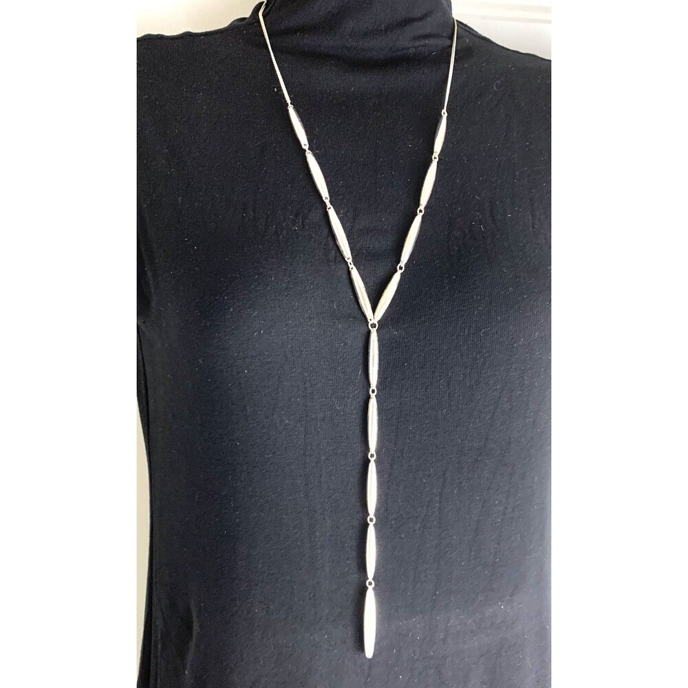 Joan Rivers Silver Tone Necklace Lariat Y-Shape Drop Dangle Chain Signed